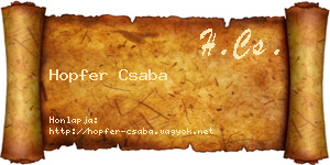 Hopfer Csaba névjegykártya
